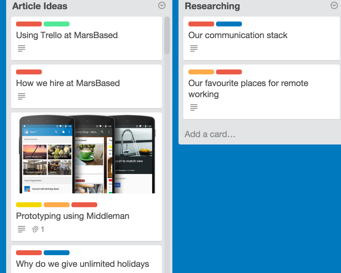 Our blog ideas on Trello