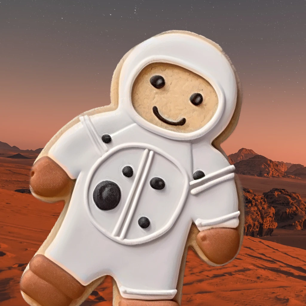 Astronaut cookie on the surface of Mars